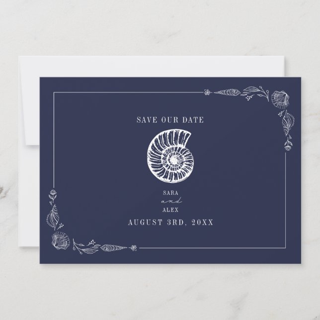 Reserve A Data Rustic Beach Wedding Dark Blue Salvar Data (Frente)