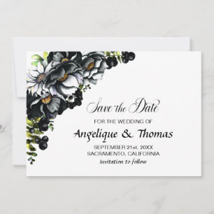 Reserve A Data Rustic Black Floral Weding A Data