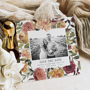 Reserve A Data Rustic Bloom Photo Save the Date Card