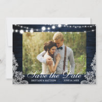 Rustic Blue Wood String Luz Lace Foto