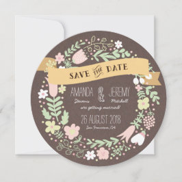 Reserve A Data Rustic Boho Flor de Pastel Foto Salve a Data