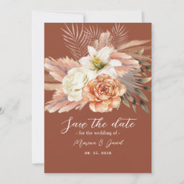 Reserve A Data Rustic Boho Floral Terracotta Wedding