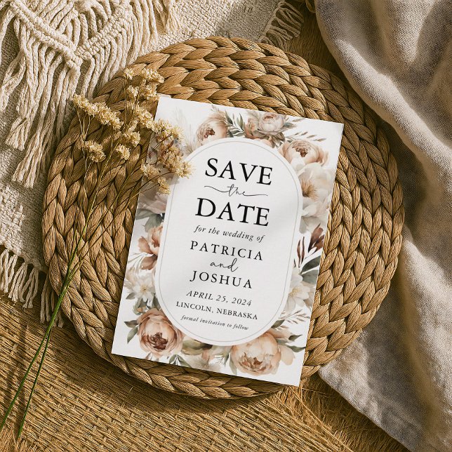 Reserve A Data Rustic Boho Floral Weding The Date Card (Criador carregado)