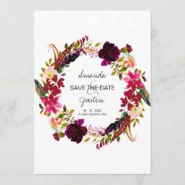 Reserve A Data Rustic Boho Floral Wreath Salva A Data Casamento