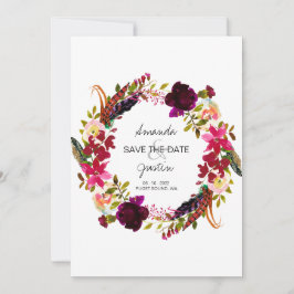 Reserve A Data Rustic Boho Floral Wreath Salva A Data Casamento