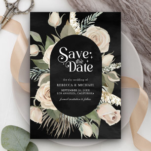 Reserve A Data Rustic Boho Ivory Rosas Sage Negra