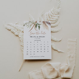 Reserve A Data Rustic Boho Simple Floral Save the Date Calendar