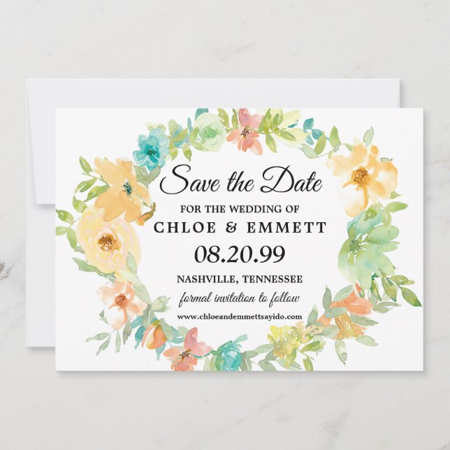 Reserve A Data Rustic Boho Wildflower Casamento Salvar a Data (Frente)