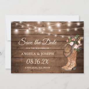 Reserve A Data Rustic Boots Floral String Lights Casamento