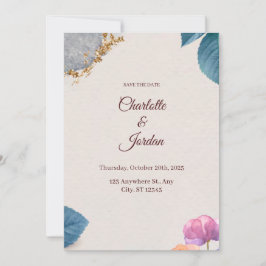 Reserve A Data Rustic Botanical Save the Date Card