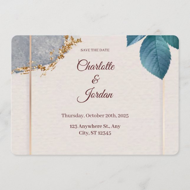 Reserve A Data Rustic Botanical Save the Date Card (Frente)