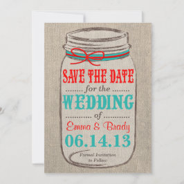 Reserve A Data Rustic Burlap & Mason Jar Wedding Salvar Data