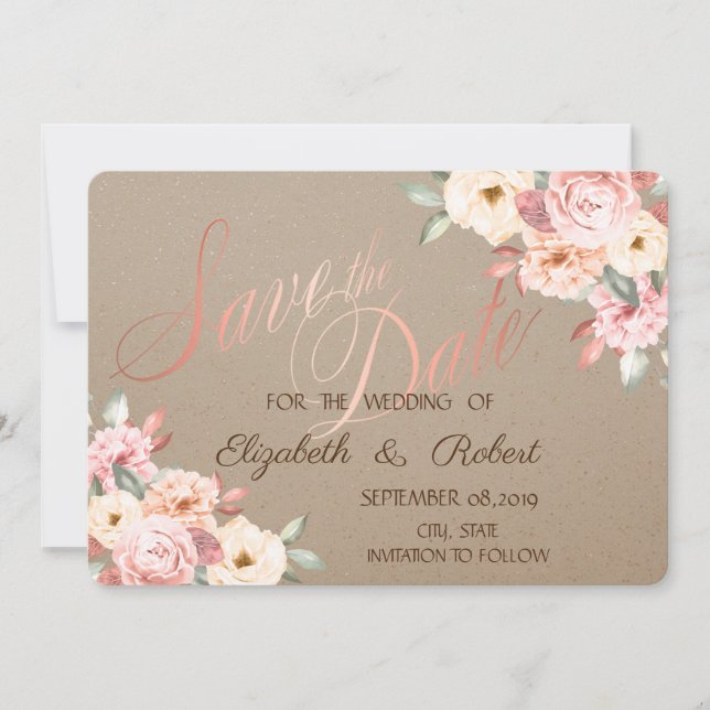 Reserve A Data Rustic Chic Floral Salvar A Data (Frente)