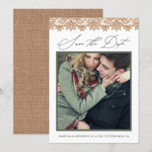 Rustic Chic Sage e Burlap Foto Salve a Data