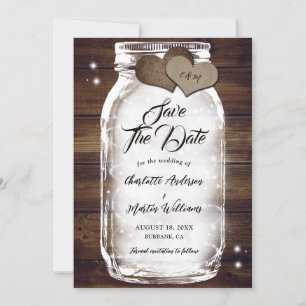 Reserve A Data Rustic Country Wood Luz Mason Jar Weding