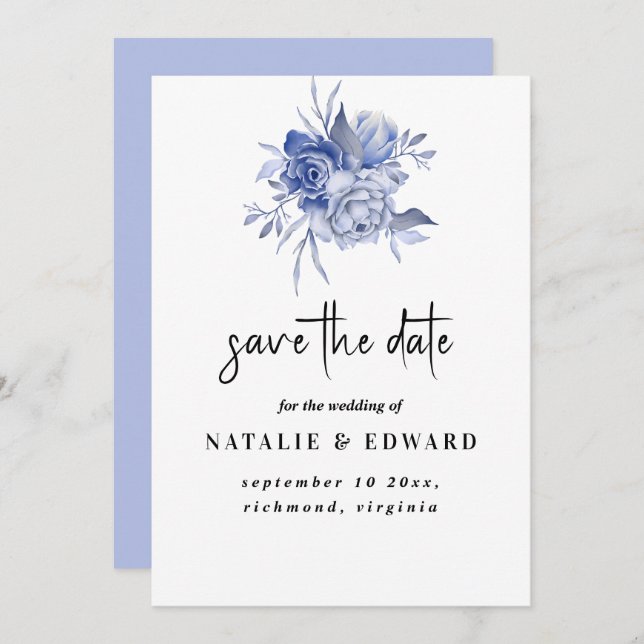 Reserve A Data rustic dusty blue roses and other flowers (Frente/Verso)