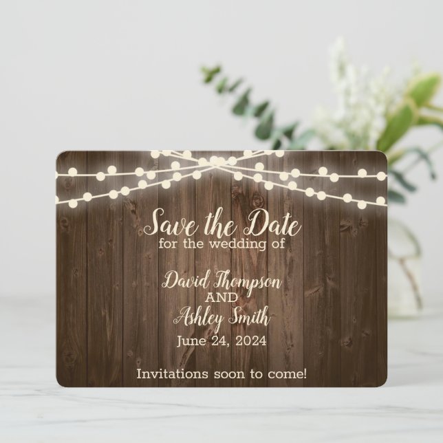 Reserve A Data Rustic Flat Save The Date Card (Em pé/Frente)