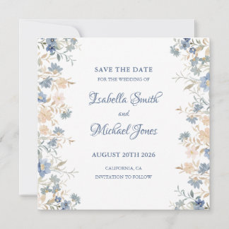 Reserve A Data Rustic Floral Boho Blue e Beige Wedding