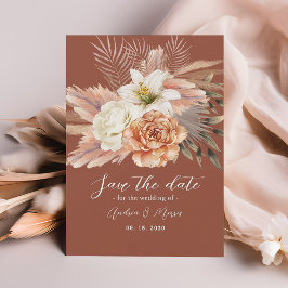 Reserve A Data Rustic Floral Boho Terracotta Wedding
