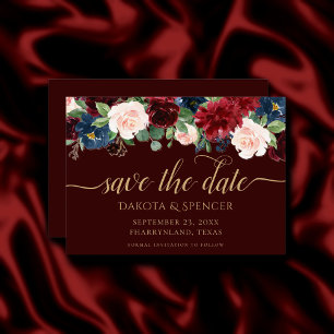Reserve A Data Rustic Floral Marinho Borgonha Marsala Novamente