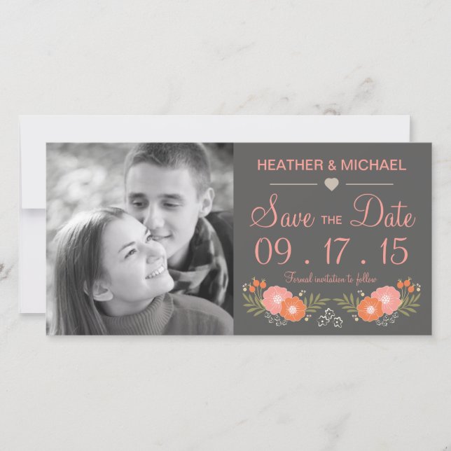 Reserve A Data Rustic Floral Save Date (Salvar floral russo) (Frente)