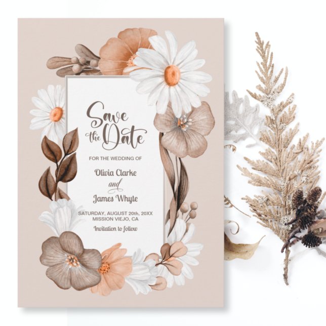 Reserve A Data Rustic Floral Wedding Salvar Data (Criador carregado)