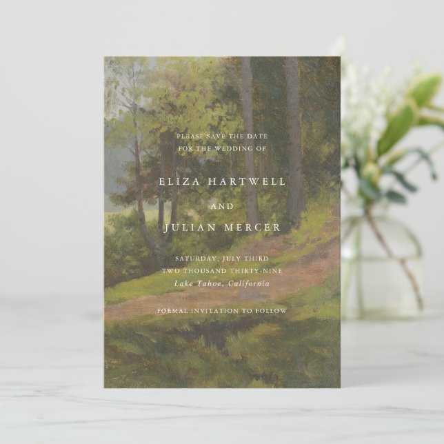 Reserve A Data Rustic Forest Elegant Wedding (Em pé/Frente)