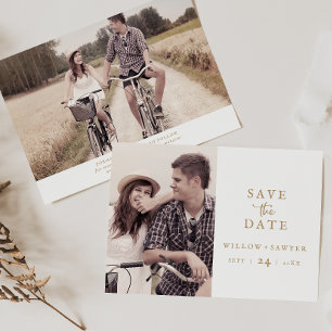 Reserve A Data Rustic Gold Script Photo Save The Date