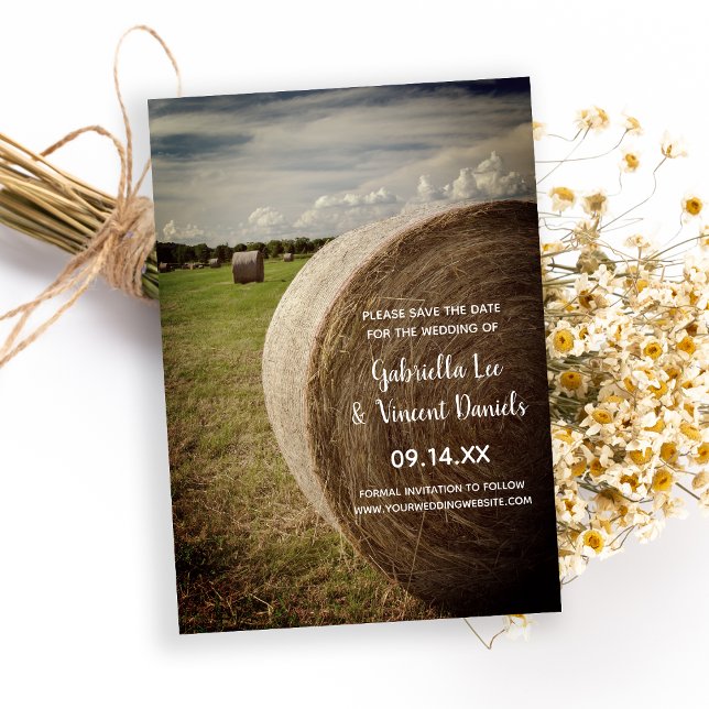 Reserve A Data Rustic Hay Bales Ranch Wedding Salvar Data (Criador carregado)
