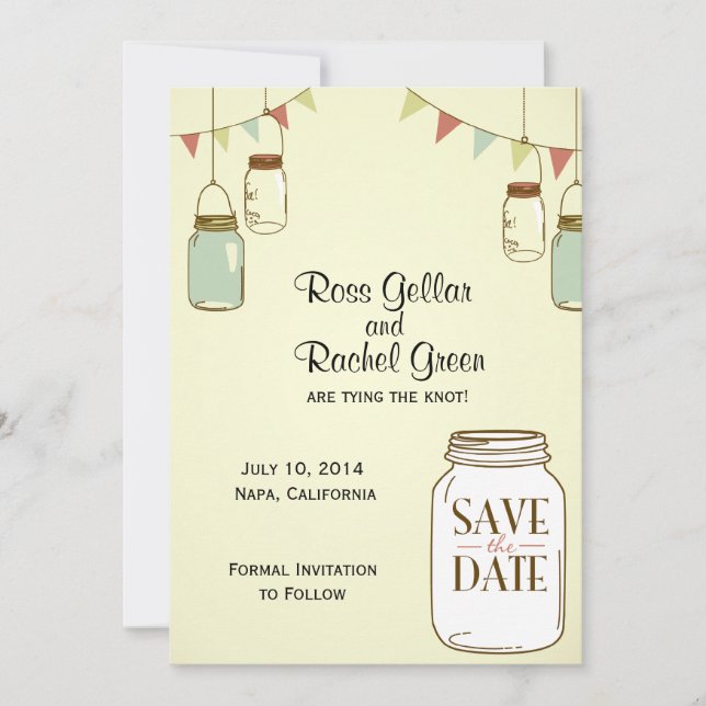 Reserve A Data Rustic Jars Save-the-date (Frente)