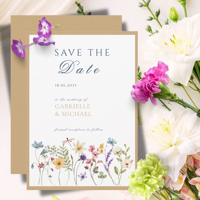 Reserve A Data Rustic Kraft Aquarela Floral Salve a Data (Criador carregado)