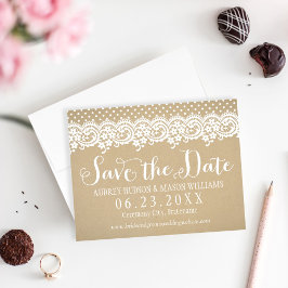 Reserve A Data Rustic Kraft e Lace Wedding