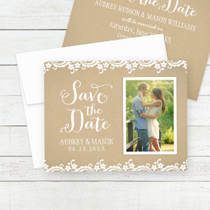 Reserve A Data Rustic Kraft e Lace Wedding Foto