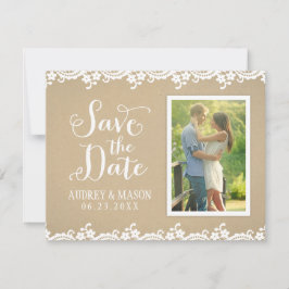 Reserve A Data Rustic Kraft e Lace Wedding Foto