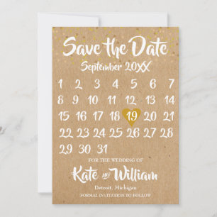 Reserve A Data Rustic Kraft Love Heart Calendar Salvar Data