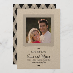 Reserve A Data Rustic Kraft Typewrite Script Photo Save the Date