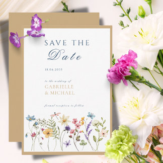 Reserve A Data Rustic Kraft Watercolor Floral Salvar A Data