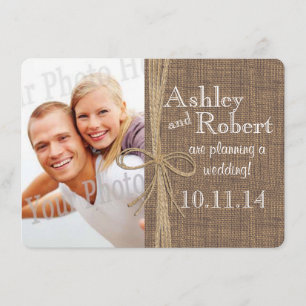 Reserve A Data Rustic Lace and Twine Photo Save the Date (O local