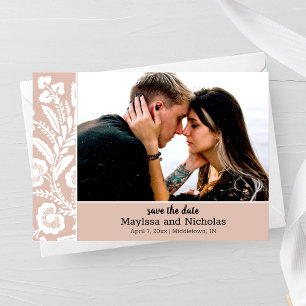 Reserve A Data Rustic Lace Photo Save the Date Card