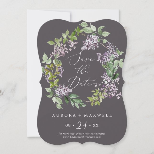 Reserve A Data Rustic Lilac | Casamento de Cinzas (Frente)