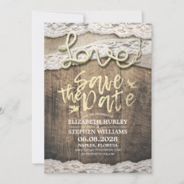 Reserve A Data Rustic Love Rope Burlap Casamento Salva A Data