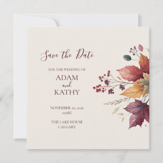 Reserve A Data Rustic Maple Leaf Fall Wedding Save the Date Card