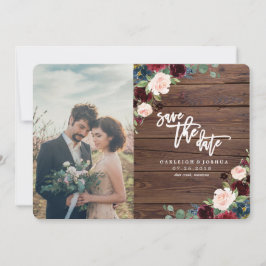 Reserve A Data Rustic Marsala Burgundy Floral Salvar a Data