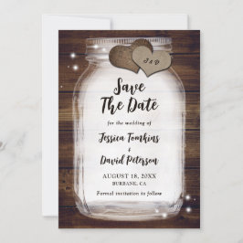 Reserve A Data Rustic Mason Jar Burlap Hearts Monograma Wedding