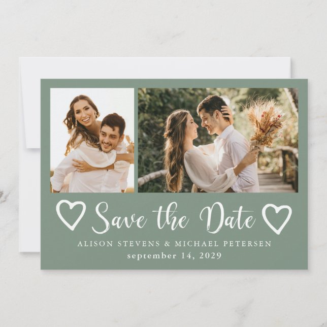 Reserve A Data Rustic modern 2 photo sage green wedding  (Frente)