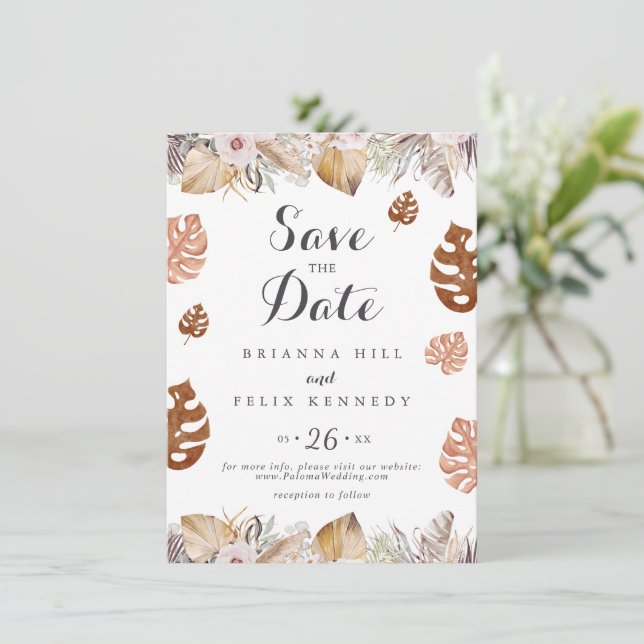 Reserve A Data Rustic Neutral Boho Wedding (Em pé/Frente)