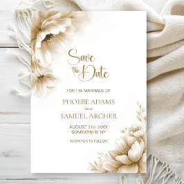 Reserve A Data Rustic Neutral Floral Wedding Save the Date