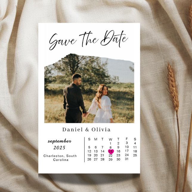 Reserve A Data Rustic Photo Calendar Save The Date Card (Criador carregado)