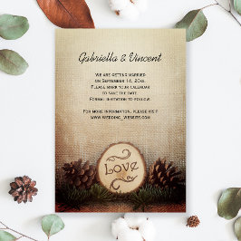 Reserve A Data Rustic Pine Cones Woodland Casamento Salve a Data