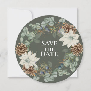 Reserve A Data Rustic Pinecone Botanic on Green SALVE A DATA